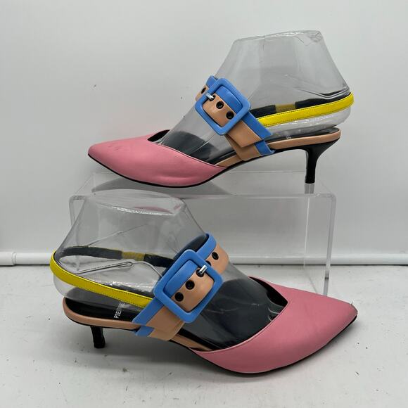 Pierre Cardin Shoes - Pierre Cardin Sandals Womens 36 US 5 Kitten Heels Colorblock Slingback Shoes **